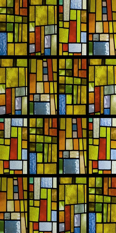 Frosted Stained Glass Window Film, Reusable Window Covering, Sun Catcher, Mosaic Rainbow Color, Privacy, Home-Decor