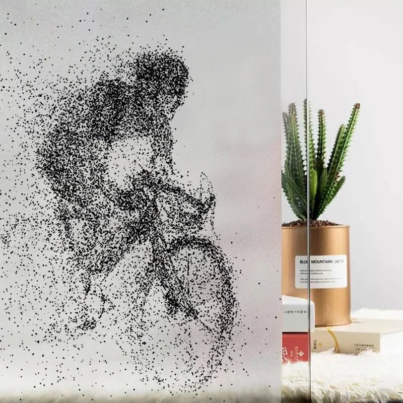 Custom Size Window Glass Films Window Film Static Cling Art Pictures Race Skiers Cyclists Shower Frosted Office Home Decor