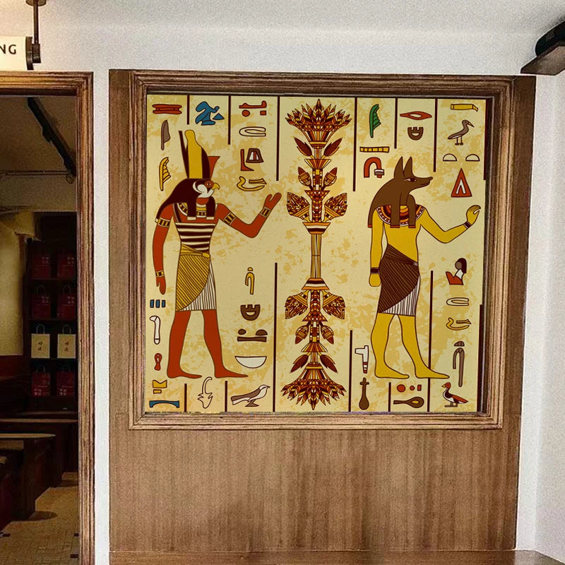 Stained Glass Wndow Film Frosted Glass Sticker Forest Custom Size Egyptian themed for Window Home Decor