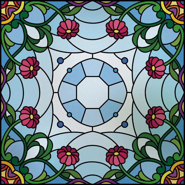 Stained Glass Window Film, Square Window Sticker, Privacy Frosted Static Cling, Home Decal, Door, Office, Custom Size