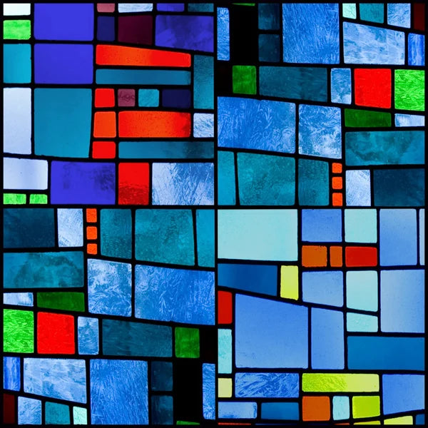 European Church Mosaic Stained Glass Films,Window Stickers Static Cling,Sun, Mosaic, Custom made to fit any Window Size or Shape