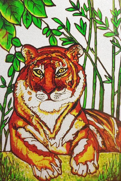 Window Film Stained Glass Stickers Static Cling,Frosted Privacy Custom size,Print Cat,Tiger,Deer,Bear For Window Door Home Dec