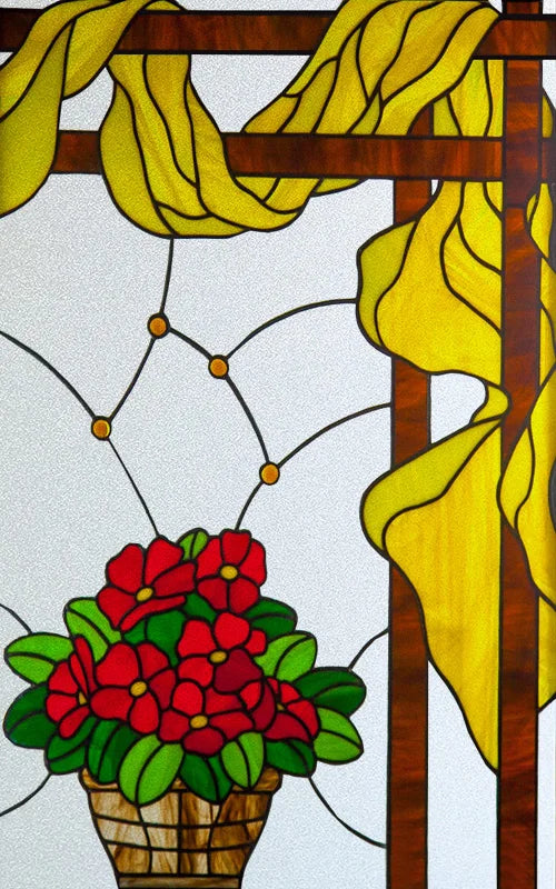 Frosted Stained Glass Film, Custom Size, Privacy, Static Cling,Door Sticker, Bathroom  Kitchen  Home Decor,Rose,Flower, Fruit