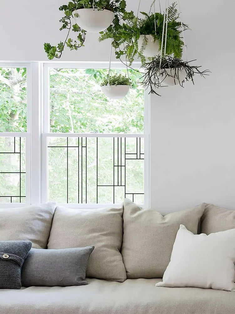 Custom Glass Window Film Static Cling,Black Line Clear Glass Films,Home Foil Stickers,Prevent ran into Door,Home Decor