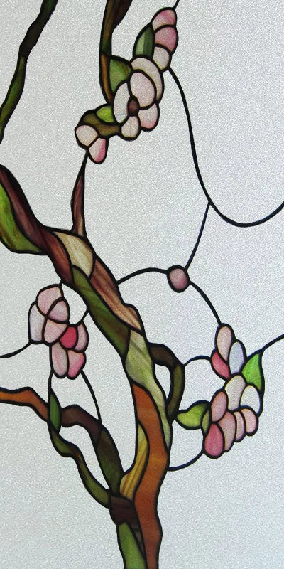 Custom Stained Glass Window Films,Frosted sticker,Privacy Static Cling Flower Fruit Trees For Bathroom Sliding door Home Office
