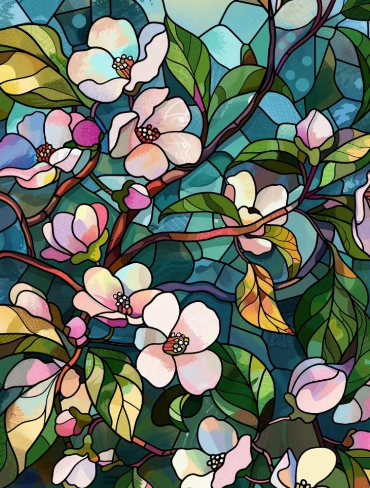 Stained Glass Window Film, Frosted Window Film, ,Privacy,No Glue, Static Cling, Home Decorative Flower