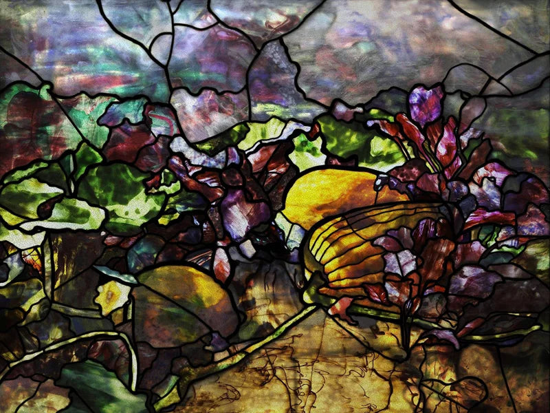 Stained Glass Window Film, Custom Size, Static Cling, Frosted,Flower, Bird, Tree Print for Transom, Glass, Home Decor