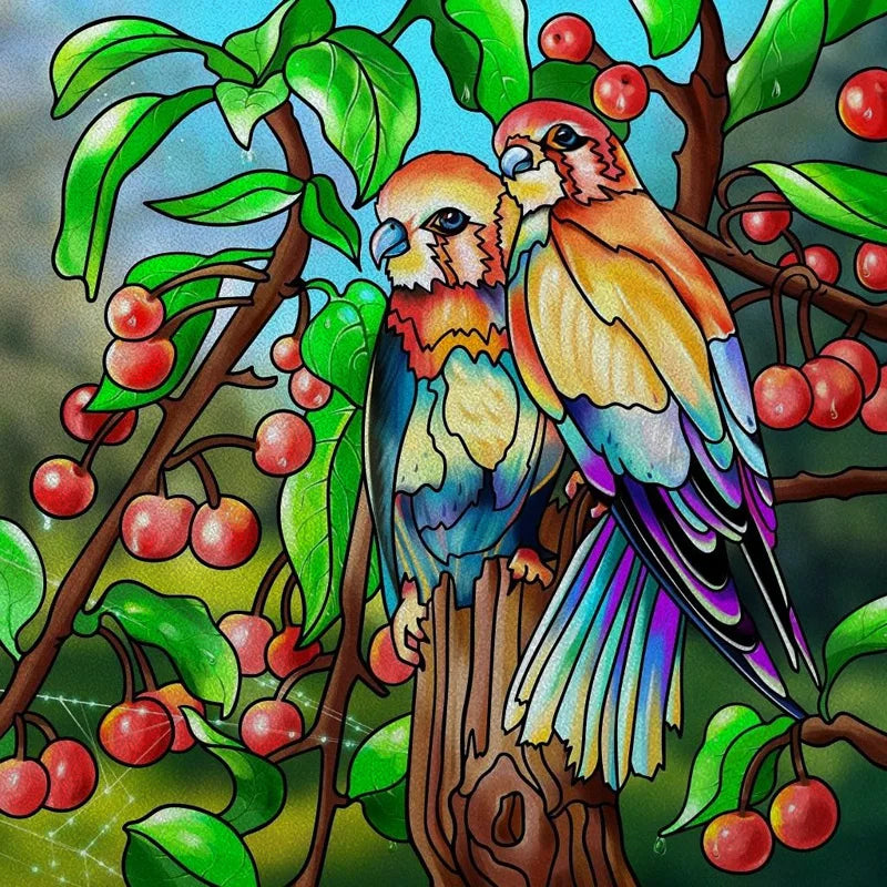 Window Film Frosted Stained Glass Films Static Cling Privacy Door Sticker Kitchen Office Home Decor Birds Peacock Customized