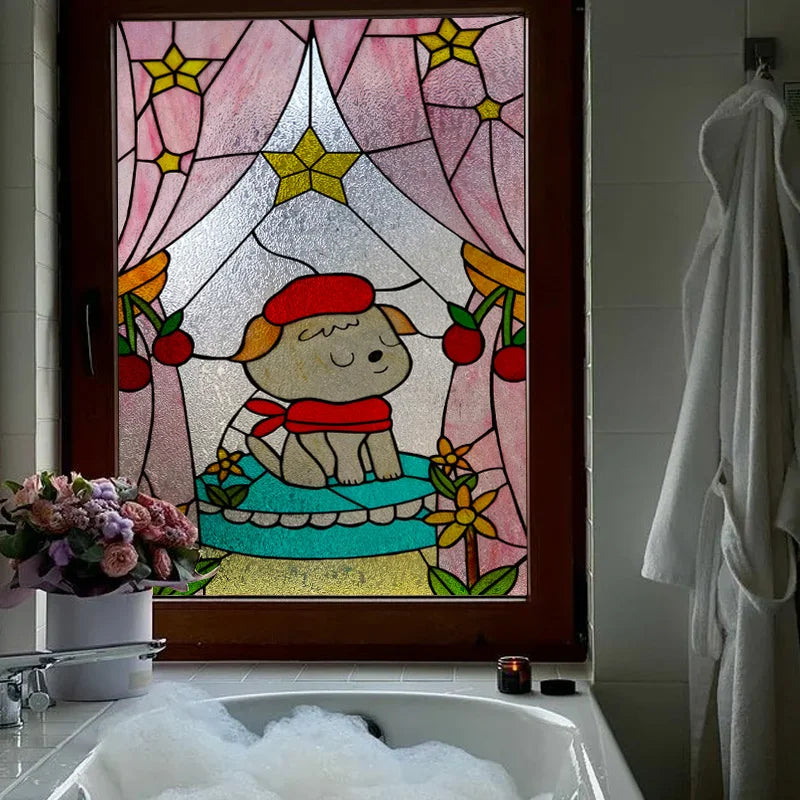 Stained Glass Wndow Film Frosted Glass Sticker Forest Custom Size Castle Cartoon For Kids Room Door Poster Home Decor