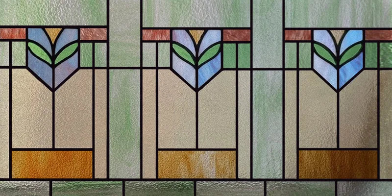 Custom Size Window Film, Stained Glass, Decorative Retro Window Sticker, Privacy Frosted Static Cling, Home Decal