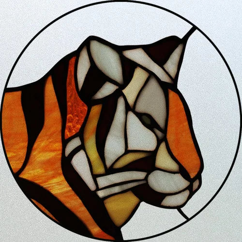 Customized Stained Glass Window Glass Films,Privacy Frosted Static Cling, Classic Pattern for Round Door, Home Decor