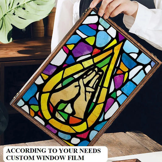 Window Film Frosted Stained Glass Films Customized, Frosted Stained Window Sticker Chuch Style Jesus/Christ Painting