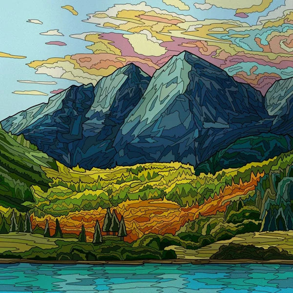 Stained Glass Window Film Frosted Glass Sticker Forest Opaque,Customized Print Mountain For Bathroom Door Office Home Decor