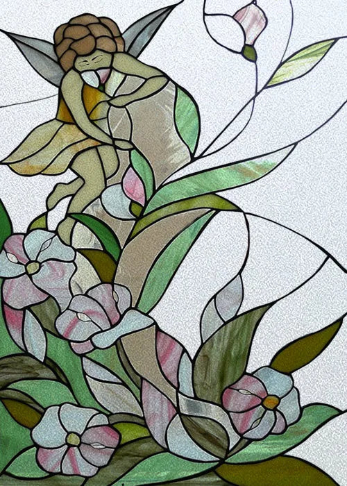 Custom Size Window Stained Glass Films,Mermaid,Flower, Fairy,People Painting Stickers for Bathroom, Door, Office, Home Decor