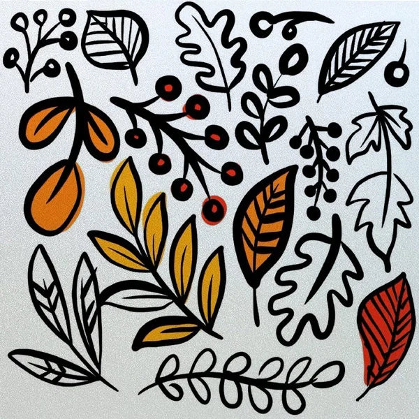 Frosted Stained Glass Window Film, Leaf Tree Static Cling Sticker,Home Decor Foil Treatment, Customized Art Design