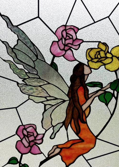 Custom Size Window Stained Glass Films,Mermaid,Flower, Fairy,People Painting Stickers for Bathroom, Door, Office, Home Decor
