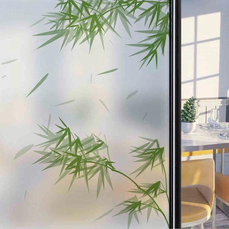 Frosted Stained Glass Window Film, Customized Decor Design, Leaf Static Cling Sticker,Home Decor Foil, Treatment