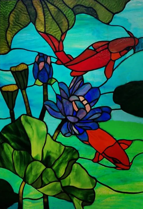 Window Film Frosted Stained Glass Films,Customized Privacy Static Cling,Retro Colorful Stickers Home Decor Bathroom Skylight