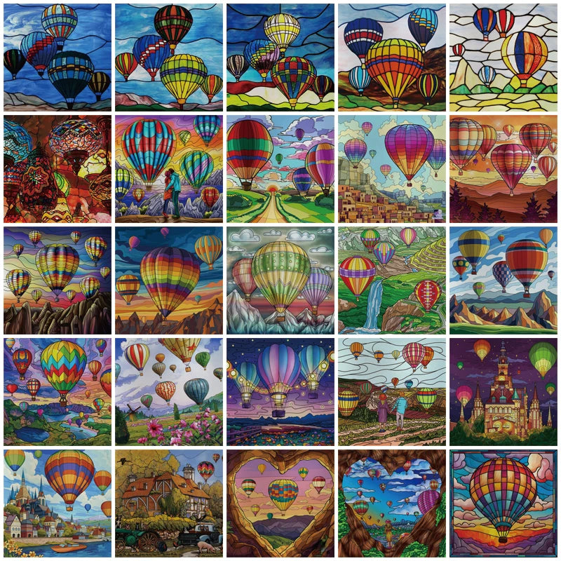 Custom size Stained Glass Wndow Film,Satic Cling Window Films,Decor Foil Stickers Window Treatment For Square Glass Hot air ball