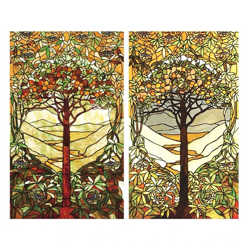 Frosted Privacy Window Film, Stained Glass Film, European Church Style, Colorful Window Stickers, Shower and Bathroom