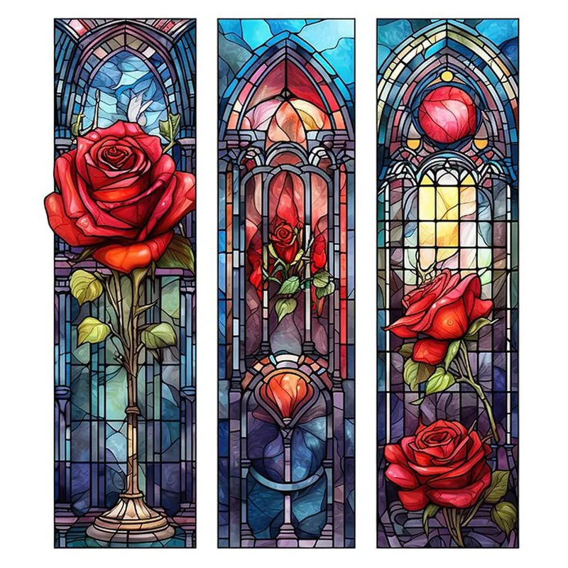 Privacy Windows Film Rose Stained Glass Window Door Stickers No Glue Static Cling Decorative Frosted Window Films Custom size