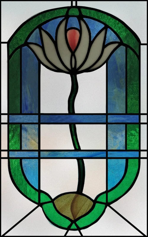 Frosted Stained Glass Window Film, Customized Privacy, Static Cling,Arts and Crafts, Prairie, Art ,Office, Home Decor