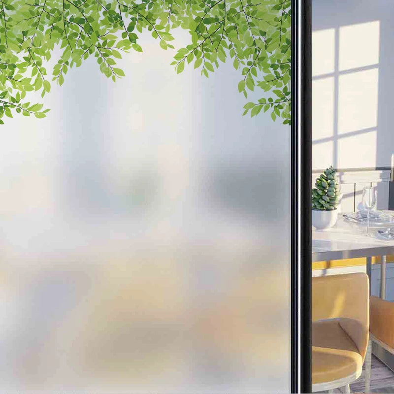 Frosted Stained Glass Window Film, Customized Decor Design, Leaf Static Cling Sticker,Home Decor Foil, Treatment