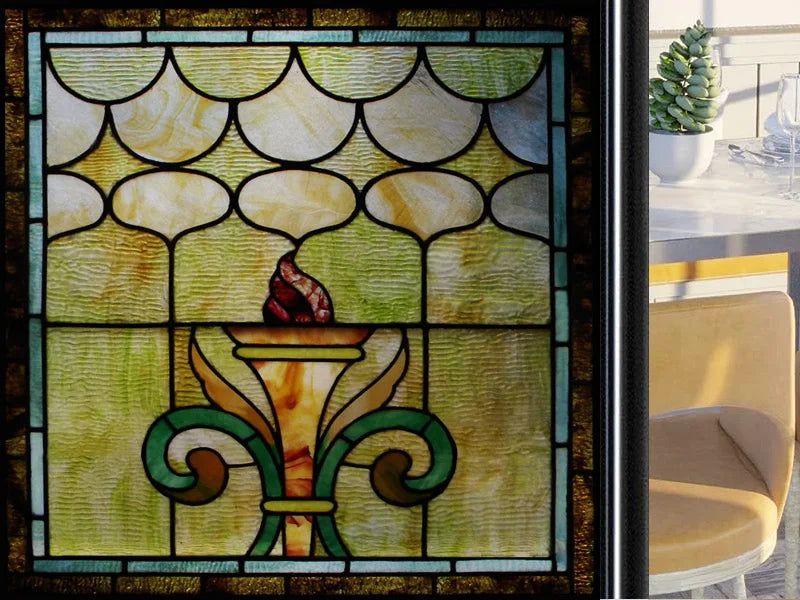 Frosted Stained Glass Window Film, Customized Art Deco Design, Static Cling Door Sticker,Home Decor Foil, Treatment