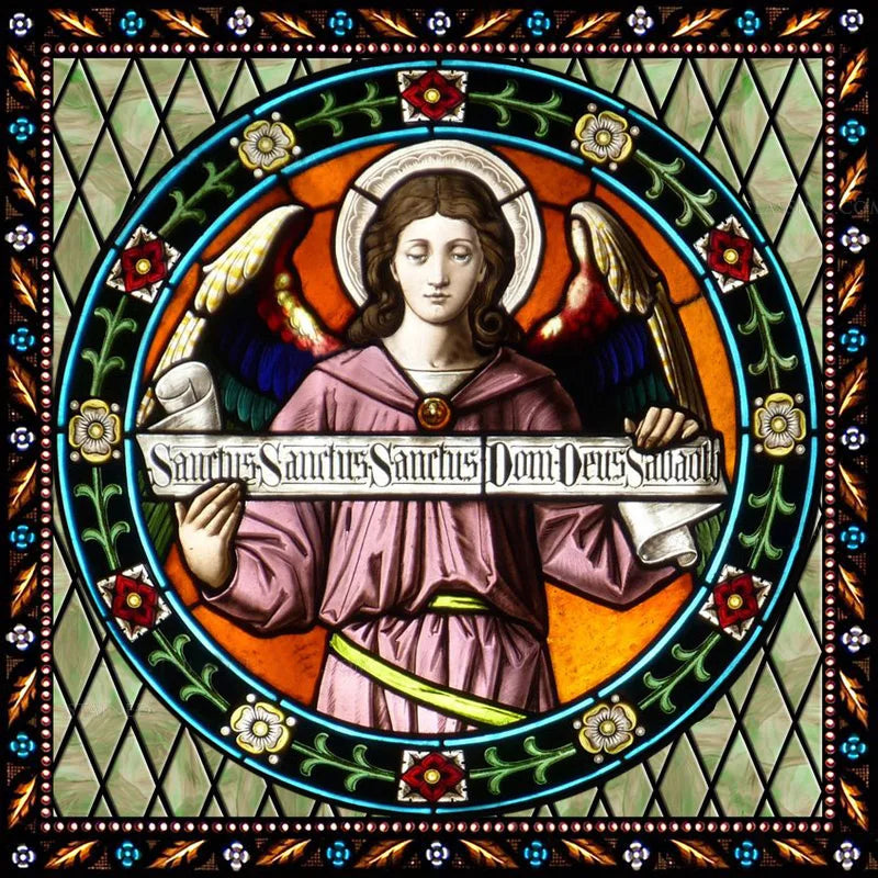 Custom Made Window Film Stained Glass Sticker,Angels Picture,Static Cling Frosted Privacy for House Worship Home Decor