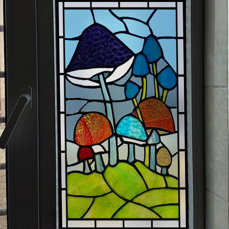 Window Film Frosted Stained Glass Films Customized Art Decor Design Flower Static Cling Sticker,Home Decor Foil Window Treatment