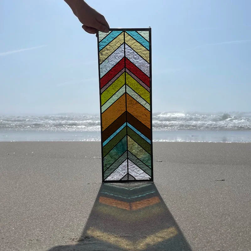 Custom Size Stained Glass Window Film,Frosted Privacy, Static Cling,Retro Rainbow Colors Stickers,Kitchen Bathroom Door, Home