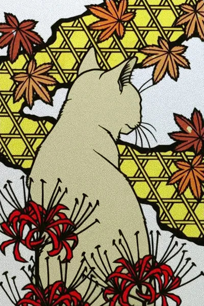 Customized Stained Glass Film Window Films Static Cling Frosted Sticker Japanese-Style Home Decor Cat  Cherry Blossom Poster