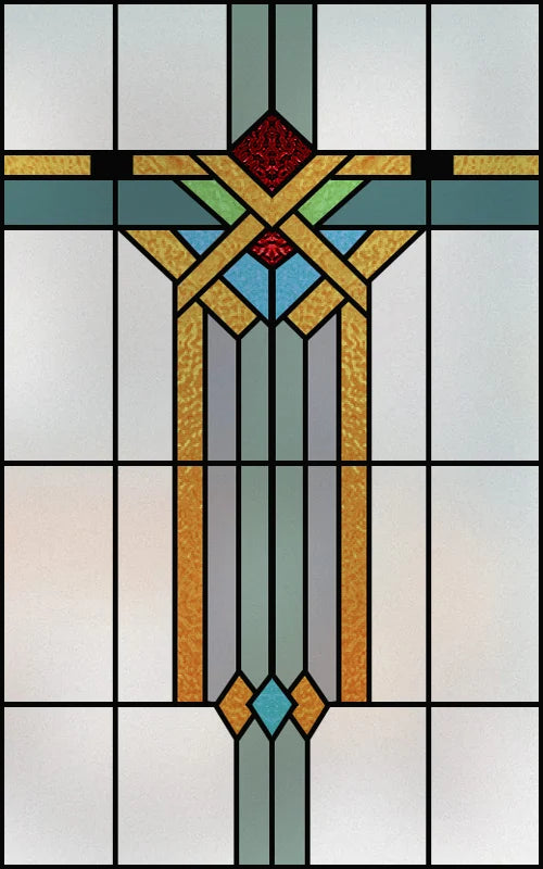 Frosted Stained Glass Window Film, Customized Privacy, Static Cling,Arts and Crafts, Prairie, Art ,Office, Home Decor