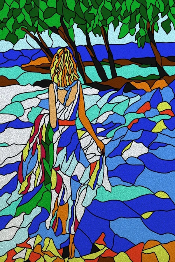 Custom Size Glass Window Film Static Cling Frosted Stained Glass Films For Wardrobe Bathroom Kitchen Door Sticker Castle Woman