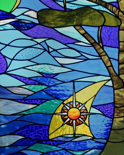 Window Film Frosted Stained Glass Films Customized Art Tree Retrom Static Cling Sticker,Home Decor Window Treatment