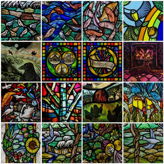 Stained Glass Window Film, Frosted Privacy, Static Cling, Retro Colorful Sun Moon Sticker, Bathroom Skylight Decor, Custom Size