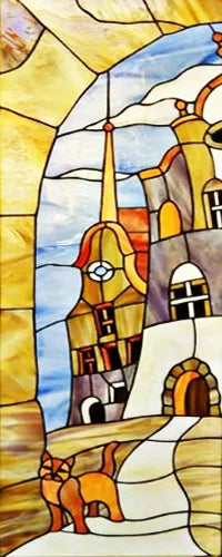 Customized Stained Glass Film Window Films,Static Cling Frosted Privacy,Bathroom Kitchen Cupboard Door Sticker,Castle