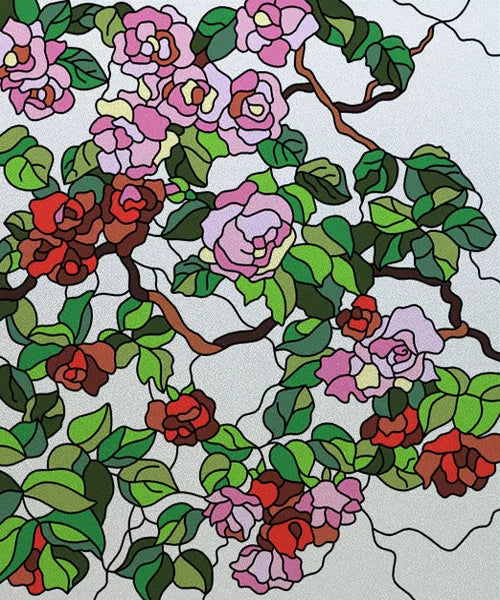 Custom size Glass Films Stained Glass Stickers Static Cling Frosted Privacy PVC Print Flower,Cat,Fish For Window Door Home Decor