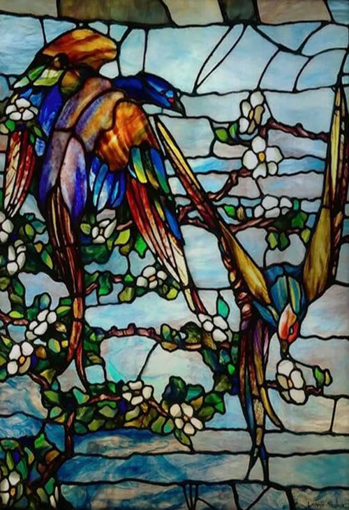 Window Film Frosted Stained Glass Films,Customized Privacy Static Cling,Retro Colorful Stickers Home Decor Bathroom Skylight