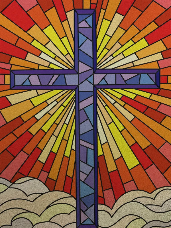 Custom Frosted Stained Glass Window Film,PVC Static Cling Films,Cross Church Decor Foil Stickers