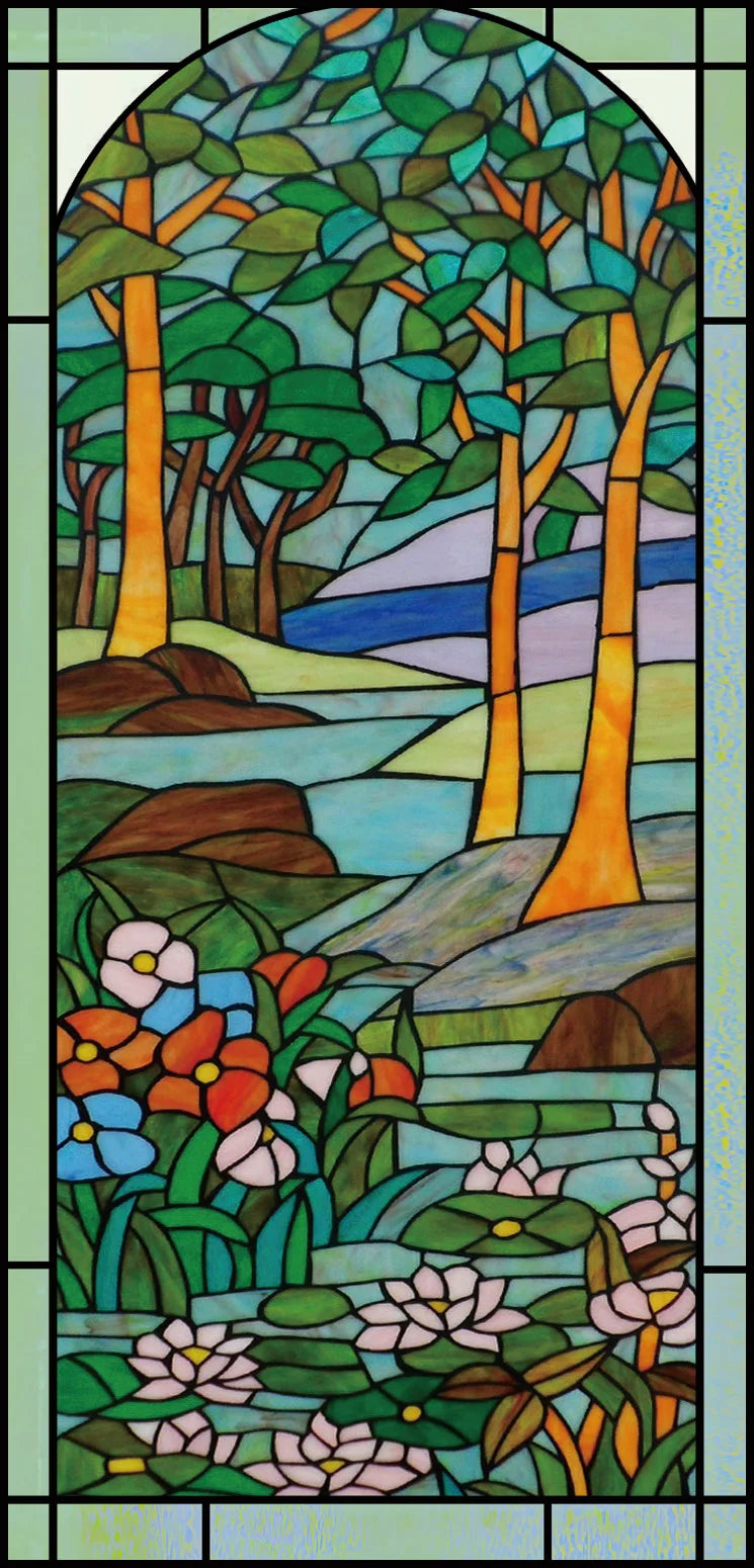 Custom Size Stained Glass Window Film Frosted Privacy Static Cling Tree Tiffany Style Stickers Shower Kitchen Office Home Decor