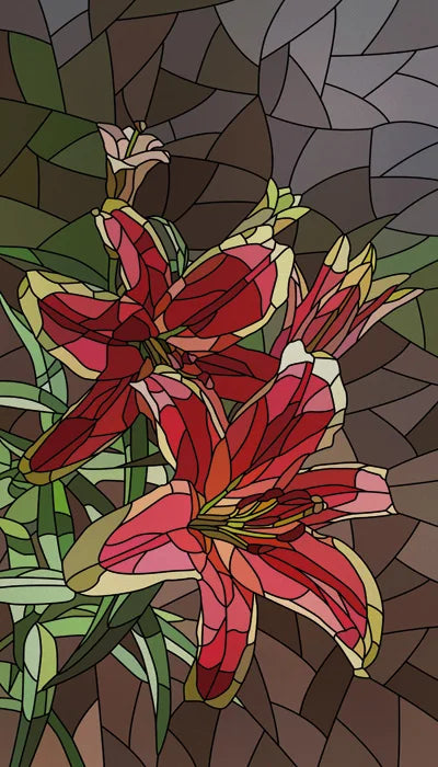 Frosted Stained Glass Window Film, Customized Art Deco Design, Flowers Static Cling Sticker,Home Decor Foil, Treatment