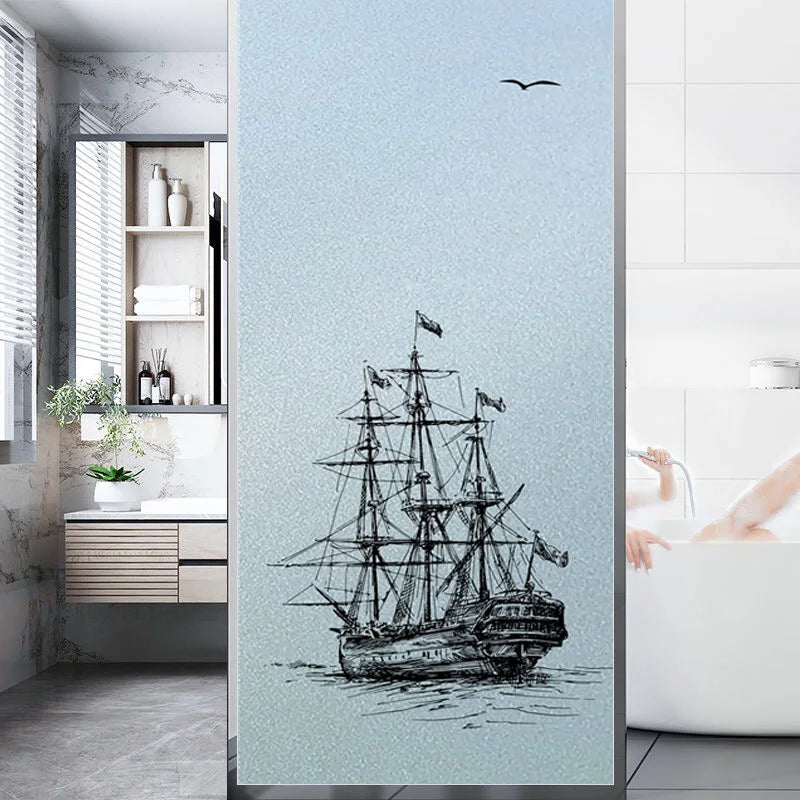 Custom Size Window Glass Films Window Film Static Cling Frosted Tree Mountain Posters For Bathroom Door Kitchen Office Home