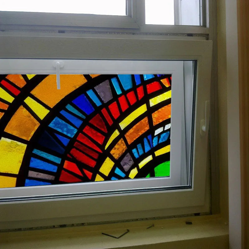 Window Film Frosted Stained Glass Films Customized, Frosted Stained Window Sticker Chuch Style Jesus/Christ Painting