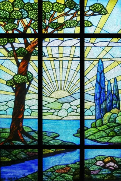 Frosted Stained Glass Window Film, Customized Tiffany Trees, Static Cling Sticker,Bathroom Door, Kitchen, Office, Home Decor