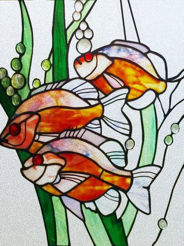 Custom Size Glass Window Film Static Cling Frosted Glass Films Stickers For Wardrobe Bathroom Kitchen Door Fish Dolphin Poster