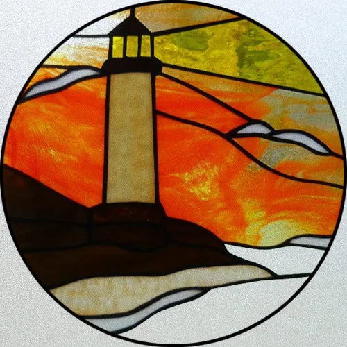 Customized Stained Glass Window Glass Films,Privacy Frosted Static Cling, Classic Pattern for Round Door, Home Decor