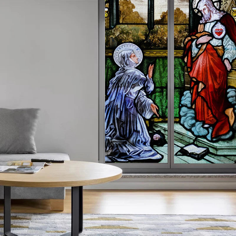 Custom Size Window Film, Stained Glass Films, Jesus Christ, Virgin Mary, Door Stickers, Church Style