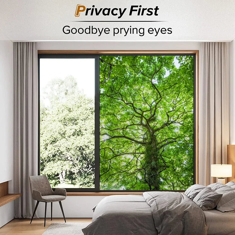 Frosted Stained Glass Window Film, Customized,Scenery,Tree,Waterfall,Static Cling Sticker,Home Decor