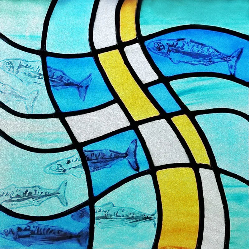 Custom size Window Film Stained Glass Films Frosted Privacy Static Cling Background Sticker Aquarium Ocean Poster Fish Tank Film